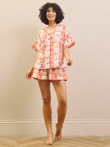 Pink Cherry Kisses Gauze Oversized Short Pyjama Set