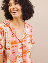 Pink Cherry Kisses Gauze Oversized Short Pyjama Set