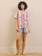 Blue Tidal Treasures Gauze Short Pyjama Set