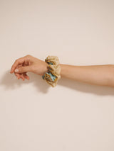 Aqua Gold Sunbeam Stripe Voile Scrunchie