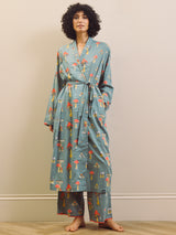 Charcoal Mushroom Cotton Voile Grandpa Dressing Gown