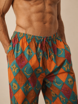 Mens Teal Celestial Harlequin Cotton Pyjama Bottom