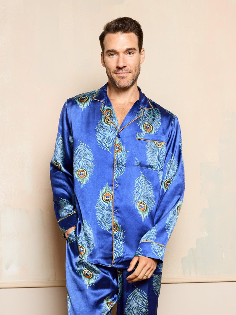 Satin Pajamas Men's Button Up Pajama Set Mens Satin