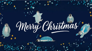 Their Nibs Merry Christmas, hand drawn penguins