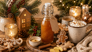 Christmas scene with ginger syrup