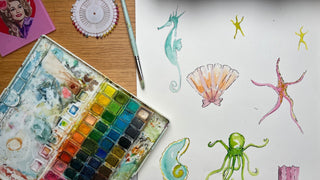 Sea life tile water colour sketch