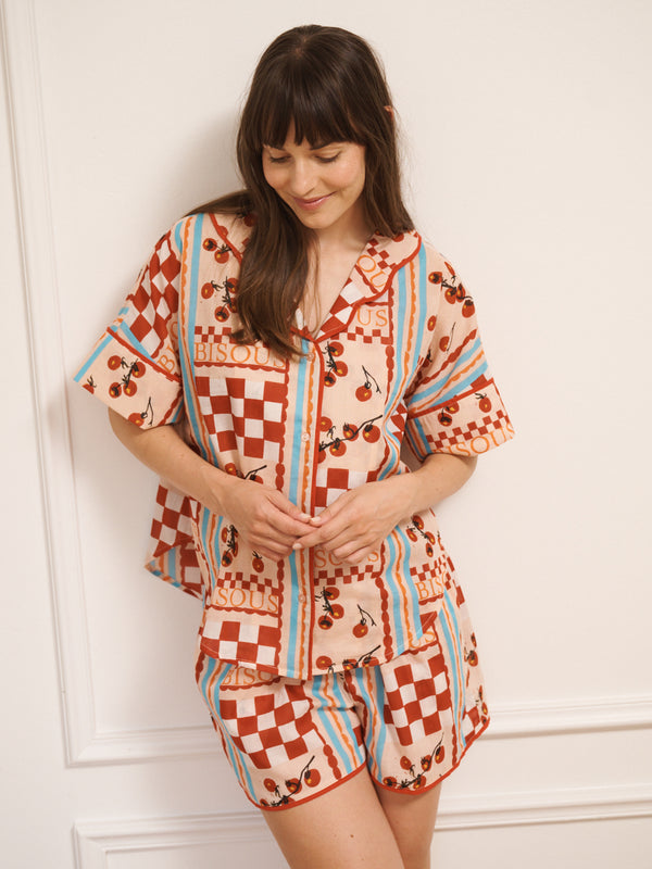 women's tomato kisses print short pyjamas