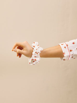 Seersucker Scrunchie Teeny Tiny Sacred Hearts
