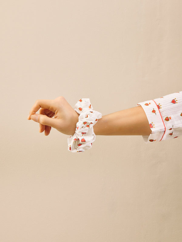 Seersucker Scrunchie Teeny Tiny Sacred Hearts