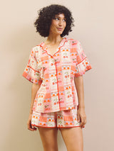Pink Cherry Kisses Gauze Oversized Short Pyjama Set