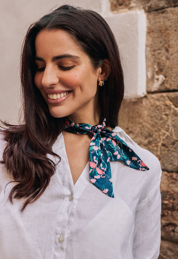 Satin Small Scarf Flamingo