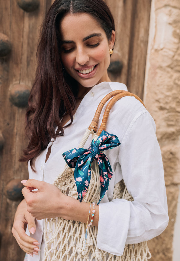 Satin Small Scarf Flamingo