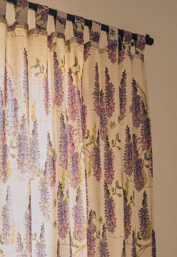 Linen Single Curtain Panel Wisteria