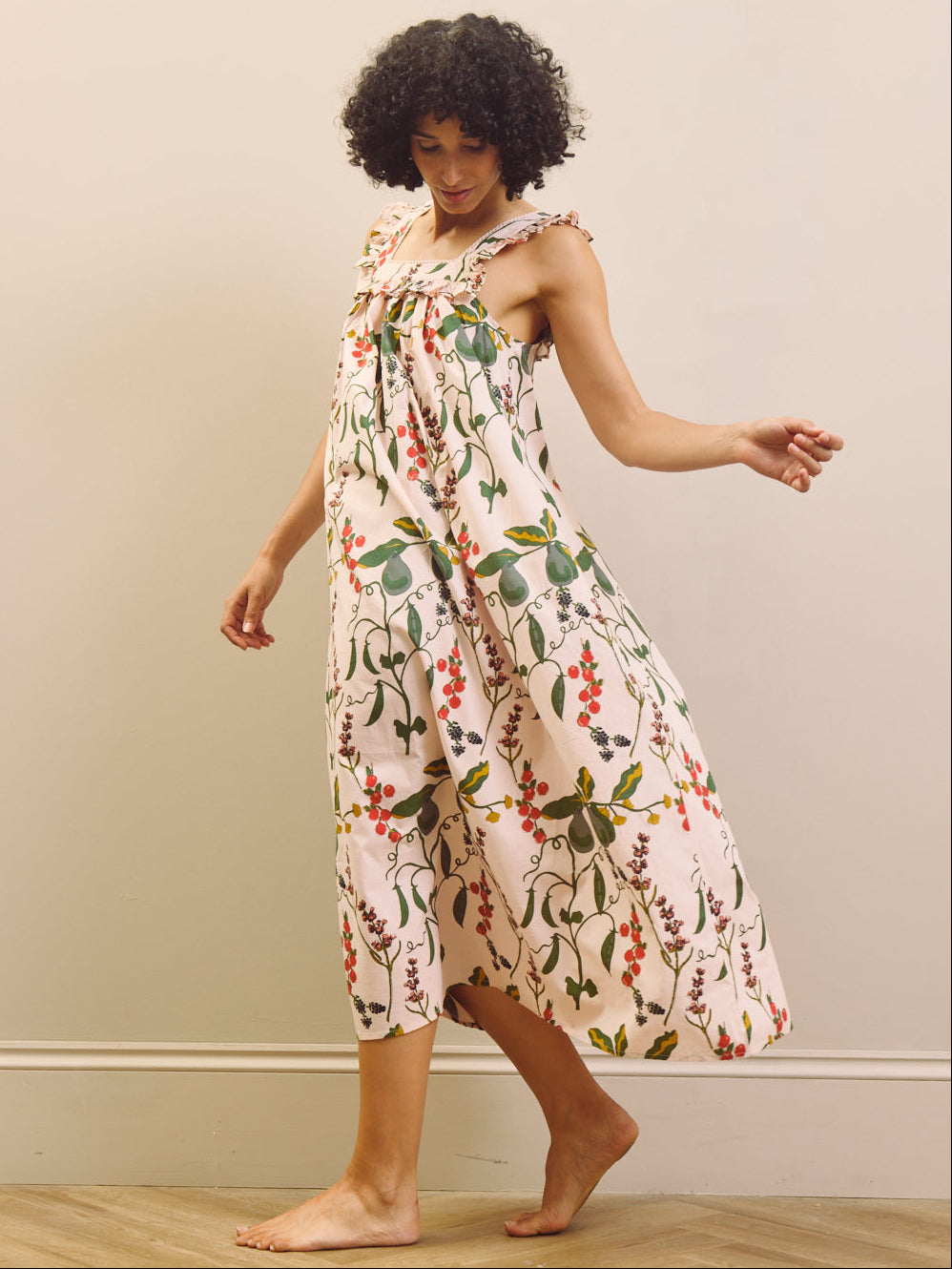 Pink Pretty Pears Cotton Square Neck Midi Nightdress – THEIR NIBS