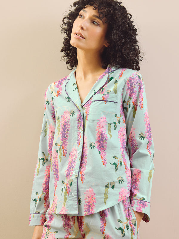 Womens Cotton Traditional Pyjamas Duck Egg Wisteria THEIR NIBS womens-cotton-traditional-pyjamas-duck-egg-wisteria-their-nibs