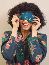 Navy Floral Wallpaper Cotton Eye Mask