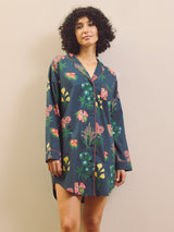 Navy Wallpaper Floral Cotton Nightshirt