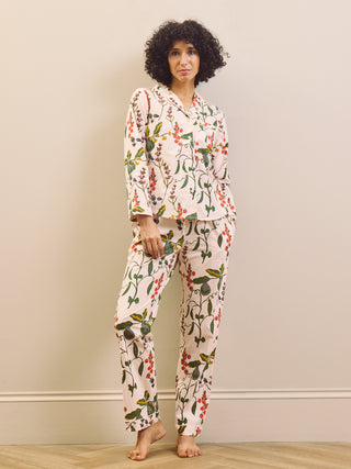 Pink Pretty Pears Cotton Traditional Pyjamas