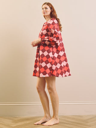 Raspberry Sorbet Argyle Cotton Frill Collar Nightshirt