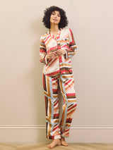 Champagne Abstract Handkerchief Satin Traditional Pyjama Set