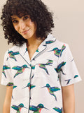 Womens Cotton Shortie Pyjamas White Hummingbird