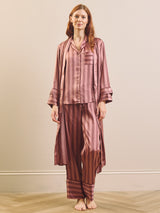 Dusky Mauve Stripe Satin Dressing Gown