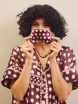 Fig Polkadot Patchwork Satin Eye Mask