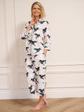Womens Cotton Cropped Sleeve Capri Pyjamas White Hummingbird