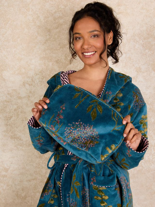 Velvet Half Moon Cosmetic Bag Autumn Floral