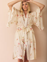 Their Nibs x French Bedroom Ivory Nostalgic Rose Cotton Voile Dressing Gown
