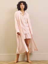 Baby Pink Multi Stripe Gauze Grandpa Dressing Gown