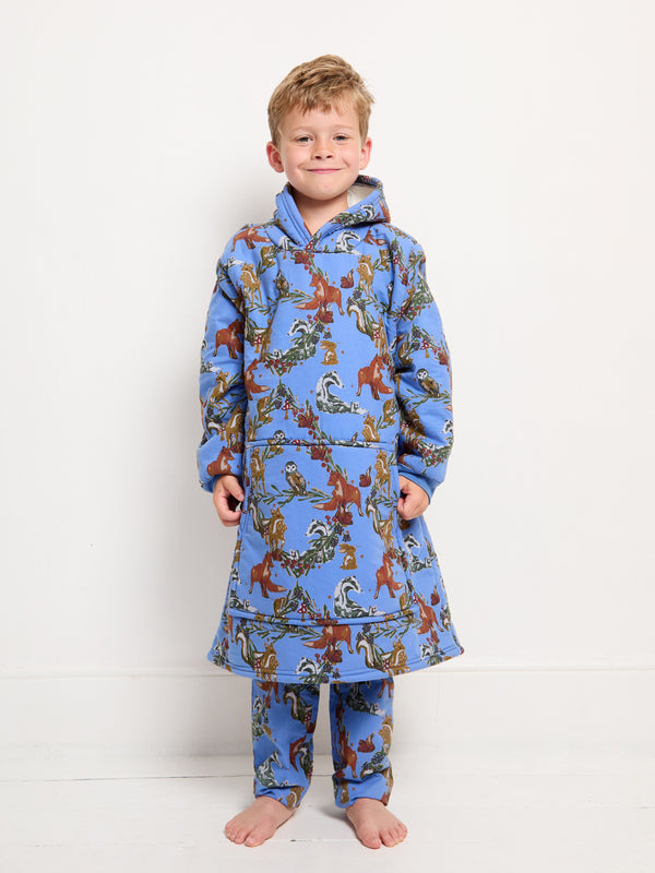 Kids Cosy Oversize Fleece Lined Hoodie Woodland Creatures