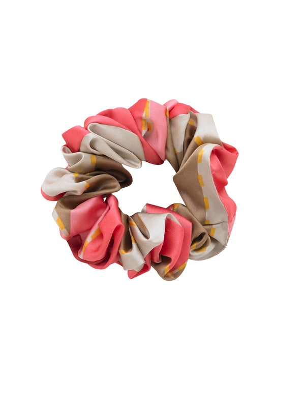 Satin Scrunchie Pink Art Deco