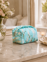Pale Blue Wisteria Cotton Frill Cosmetic Bag