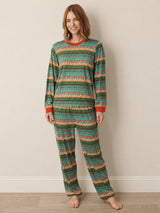 Green Noel Mushroom Argyle Jersey Pyjama Set