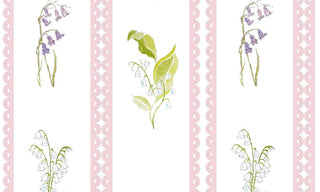 Decorative pattern with floral elements on a pink background