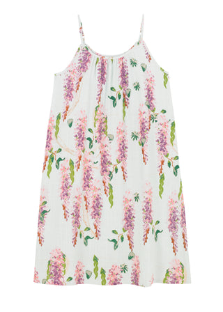 Girls Linen Mix Night Dress Duck Egg Wisteria