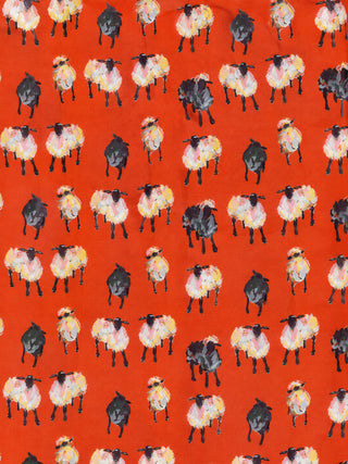 Girls Red Sheep Cotton Traditional Pyjama Set