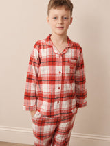 Kids Red Tartan Brushed Cotton Pyjama Set
