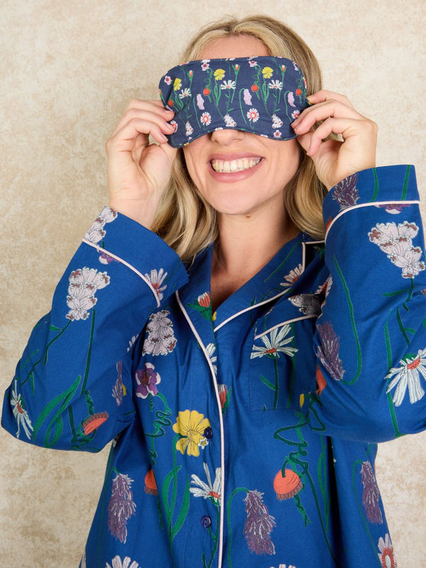 Cotton Eye Mask Navy Field Flower