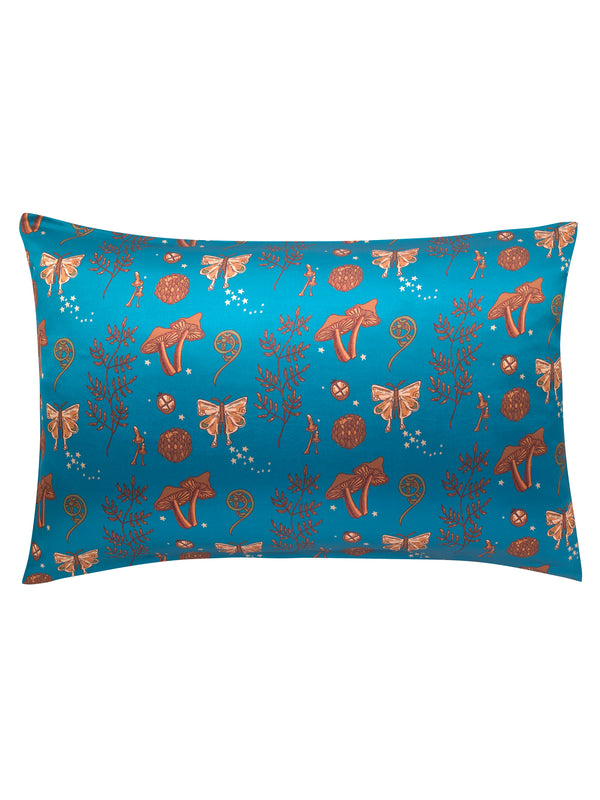 Pair of Satin Pillowcases Teal Autumn Gold