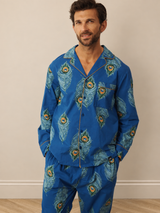 Mens Cotton Traditional Pyjamas Navy Peacock
