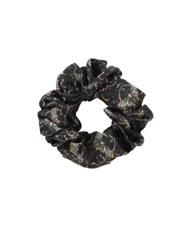 Satin Scrunchie Black Mystic Moth