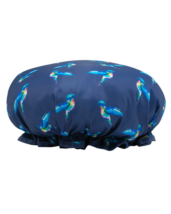 Shower Cap Navy Hummingbird