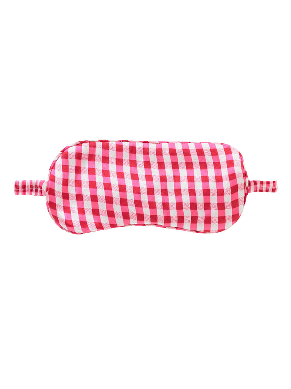 Satin Eye Mask & Scrunchie Pink Gingham