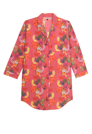 Womens Cotton Nightshirt Pink Tropical Tiger