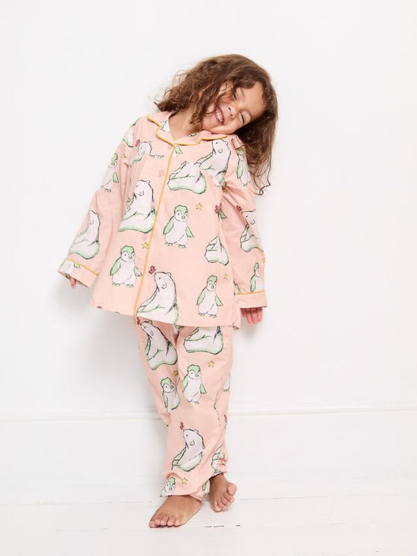 Girls Cotton Pyjamas Pink Polar Bear