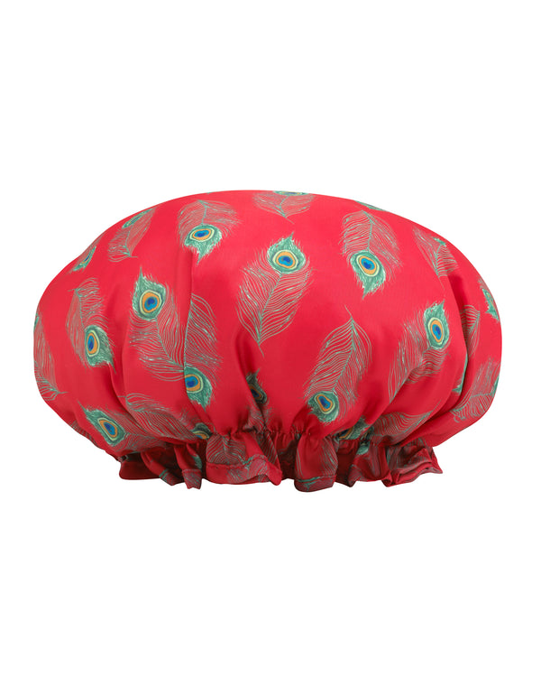 Shower Cap Red Peacock