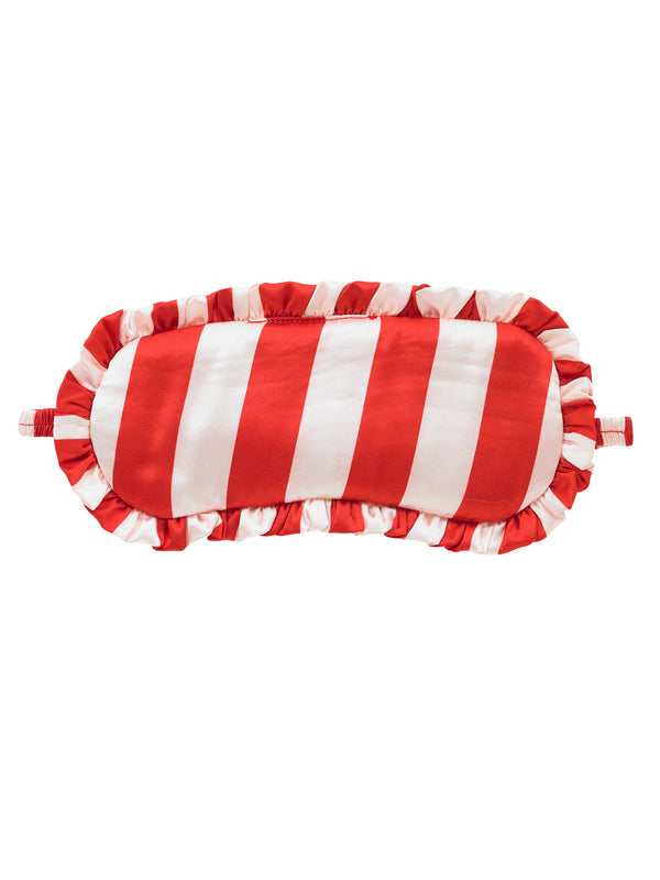 Frill Eye Mask Satin Red Stripe