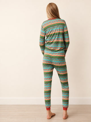 Tween Green Noel Mushroom Argyle Jersey Pyjama Set